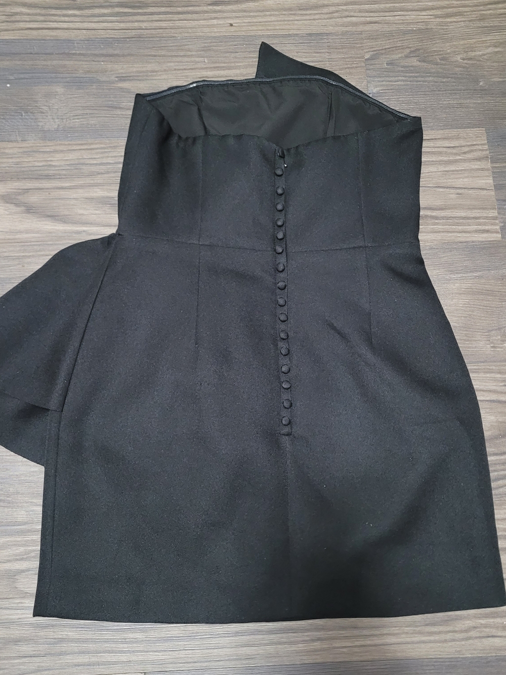ELLIATT Zuri Strapless Mini Dress black cascading side ruffle M Revolve Evening - Picture 6 of 9